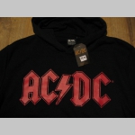 AC/DC čierna mikina s kapucou a klokankovým vreckom vpredu materiál 70%polyester  30%bavlna