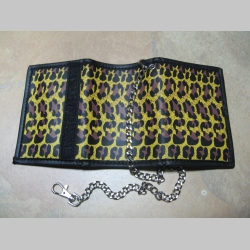 "Leopard" textilno-plastiková peňaženka s retiazkou a karabínkou
