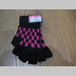 SKA šachovnica ružovočierna pletené pružné rukavice "bez prstov " farba: čierna, materiál: 80%akryl 20%spandex, univerzálna veľkosť