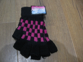 SKA šachovnica ružovočierna pletené pružné rukavice "bez prstov " farba: čierna, materiál: 80%akryl 20%spandex, univerzálna veľkosť