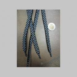 SKA šachovnica, čiernobiele  šnúrky do topánok, šírka 11mm, dlžka 116cm