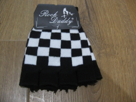 SKA šachovnica bieločierna -  pletené pružné rukavice "bez prstov " farba: čierna, materiál: 80%akryl 20%spandex, univerzálna veľkosť