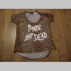 Punks not Dead dámske tričko s leopardím vzorom, vzadu mierne predĺžené   materiál 100% viskóza posledný kus veľkosť M/L