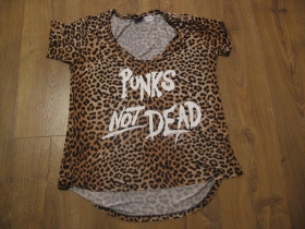 Punks not Dead dámske tričko s leopardím vzorom, vzadu mierne predĺžené   materiál 100% viskóza posledný kus veľkosť M/L