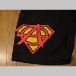 Anarchy Superman čierne tepl&aacute;kov&eacute; kraťasy s tlačen&yacute;m logom