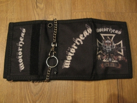 Motorhead hrubá pevná textilná peňaženka s retiazkou a karabínkou