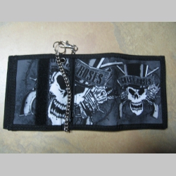 Guns n Roses hrubá pevná textilná peňaženka s retiazkou a karabínkou