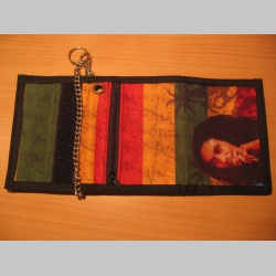 Bob Marley - Rasta, hrubá pevná textilná peňaženka s retiazkou a karabínkou