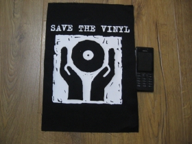 Save The Vinyl chrbtová nášivka veľkosť cca. A4 (po krajoch neobšívaná)