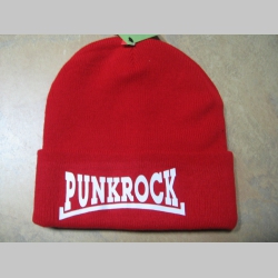 Punkrock červená zimná čiapka s tlačeným logom 100% akryl, univerzálna veľkosť