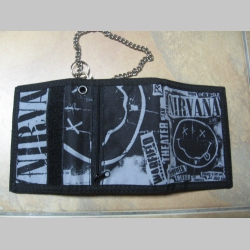 Nirvana hrubá pevná textilná peňaženka s retiazkou a karabínkou