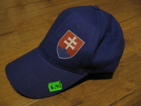 Slovensko - Slovakia, šiltovka modrá s tlačeným logom slovenský znak, zapínanie vzadu na kovovú pracku, univerzálna nastaviteľná veľkosť materiál 100% bavlna