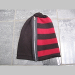 zimn&aacute; červenočierna zimn&aacute; čiapka s ozdobn&yacute;m zipsom materi&aacute;l 100% polyakril  univerz&aacute;lna veľkosť