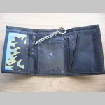 čierna pevná textilná peňaženka s retiazkou a karabínkou