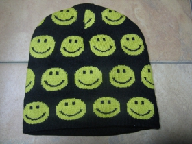 Smile - smajlík - čiernožltá zimná čiapka materiál 100% akryl univerzálna veľkosť