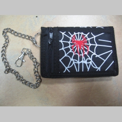 Pavučina,  hrubá pevná textilná peňaženka s retiazkou a karabínkou