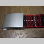 Načo Názov červeno-bielo-čierny textilný opasok " Škótske káro " so zapínaním na posuvnú kovovú pracku