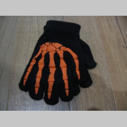 smrtka - potlačená kostra pletené pružné rukavice, farba: čierna, materiál: 95%akryl 5%spandex, univerzálna veľkosť