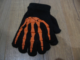 smrtka - potlačená kostra pletené pružné rukavice, farba: čierna, materiál: 95%akryl 5%spandex, univerzálna veľkosť