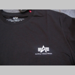 Alpha Industries - čierne pánske tričko s bielym tlačeým logom materiál: 100%bavlna   vpredu malé logo, na chrbáte veľké zvislé logo