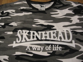 Skinhead pánske maskáčové tričko vzor METRO čierno-bielo-šedé materiál 100%bavlna