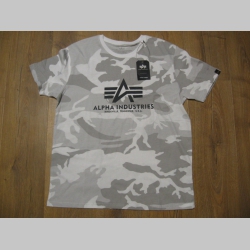 Alpha Industries pánske maskáčové tričko WHITE CAMO s tlačeným logom, materiál 100% bavlna