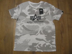 Alpha Industries pánske maskáčové tričko WHITE CAMO s tlačeným logom, materiál 100% bavlna