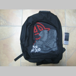 Punks not dead Anarchy, ruksak čierny, 100% polyester. Rozmery: Výška 42 cm, šírka 34 cm, hĺbka až 22 cm pri plnom obsahu