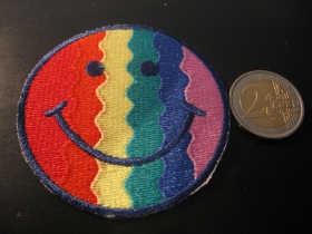 Rainbow smile  nažehľovacia vyšívaná nášivka (možnosť nažehliť alebo našiť na odev) materiál 100%bavlna 