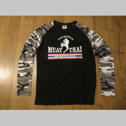 Thaiboxing - Muay Thai   pánske tričko (nie mikina!!) s dlhými rukávmi vo farbe " metro " čiernobiely maskáč gramáž 160 g/m2 materiál 100%bavlna