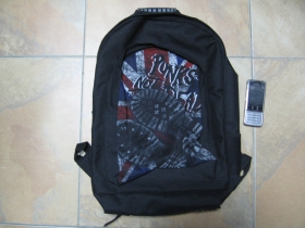 Punks not dead UK, ruksak čierny, 100% polyester. Rozmery: Výška 42 cm, šírka 34 cm, hĺbka až 22 cm pri plnom obsahu