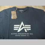 Alpha Industries - šedé pánske tričko s bielym tlačeým logom materiál: 100%bavlna