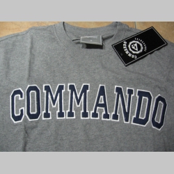 Commando industries šedé pánske tričko s vyšívaným modrostrieborným logo 100%bavlna