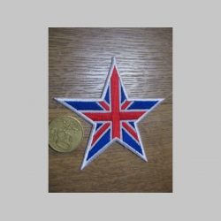 Hviezda Union Jack - Britská vlajka nažehľovacia nášivka vyšívaná (možnosť nažehliť alebo našiť na odev) cca. 8x8cm