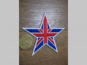 Hviezda Union Jack - Britská vlajka nažehľovacia nášivka vyšívaná (možnosť nažehliť alebo našiť na odev) cca. 8x8cm