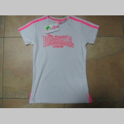 Lonsdale dámske tričko, biele s ružovým vyšívaným logom 