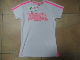 Lonsdale dámske tričko, biele s ružovým vyšívaným logom 