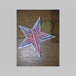 Hviezda Union Jack - Britská vlajka nažehľovacia nášivka vyšívaná (možnosť nažehliť alebo našiť na odev) cca. 8x8cm