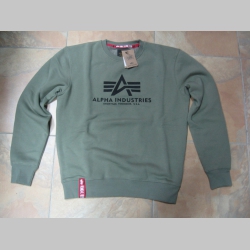 Alpha Industries, olivová mikina bez kapucne s tlačeným logom 80%bavlna 20%polyester 