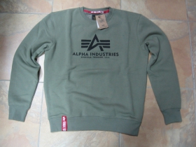 Alpha Industries, olivová mikina bez kapucne s tlačeným logom 80%bavlna 20%polyester 