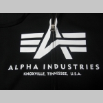 Alpha Industries, hrubá čierna mikina na zips s kapucou a tlačeným logom s klokankovým vreckom vpredu 80%bavlna 20%polyester 