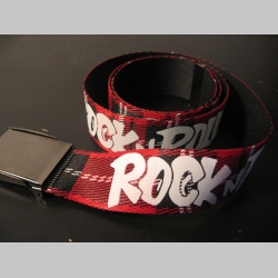 Rock n Roll červeno-bielo-čierny textilný opasok " Škótske káro " so zapínaním na posuvnú kovovú pracku