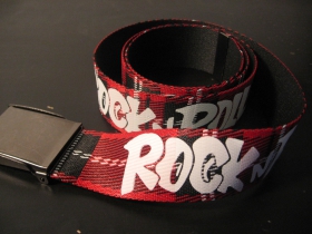 Rock n Roll červeno-bielo-čierny textilný opasok " Škótske káro " so zapínaním na posuvnú kovovú pracku