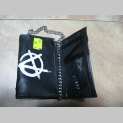 Anarchy - Kvalitná peňaženka zo syntetickej kože s vytlačeným logom Anarchy s retiazkou a karabínkou