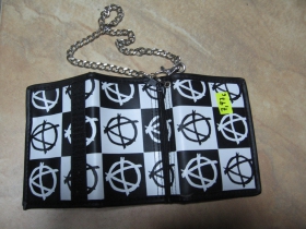 Anarchy peňaženka s retiazkou a karabínkou farba:čiernobiela, materiál: imitácia kože, rozmery: 13x9x1,5cm
