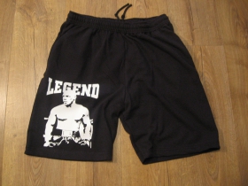 Legend TYSON  čierne tepl&aacute;kov&eacute; kraťasy s tlačen&yacute;m logom