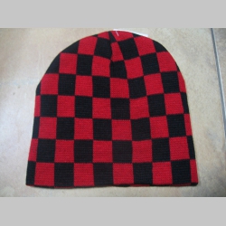 SKA šachovnica - čiernočervená zimná káro čiapka materiál 100% akryl univerzálna veľkosť