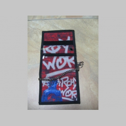 Anarchy, chaos punk, hrubá pevná textilná peňaženka s retiazkou a karabínkou
