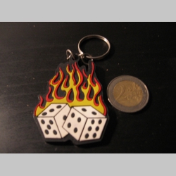 Horiace kocky -  kľúčenka s rozmerom cca. 6 x 4cm materál: guma s kovovým krúžkom a kovovou retiazkou