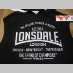 Lonsdale čierne pánske hrubé tréningové tričko s kapucou bez rukávov, vyšívané logo, materiál 60%bavlna 40%polyester